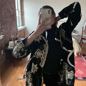Vintage Black/Gold Velvet Duster